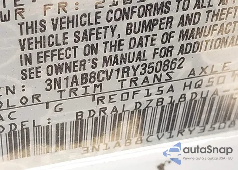 2024 Nissan Sentra Sv Xtronic Cvt z USA, uszkodzony, nr VIN 3N1AB8CV1RY350862